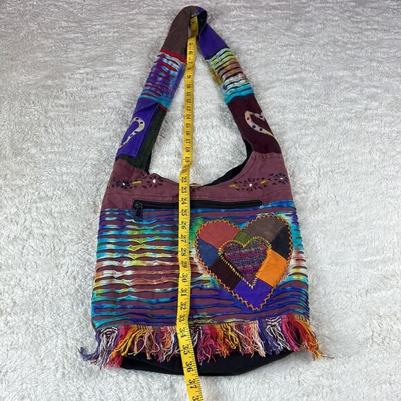 Y2K the Collection Royal Patchwork hobo hippie shoulder bag tote purse - Picture 4 of 9